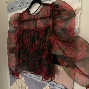 Black blouse floral